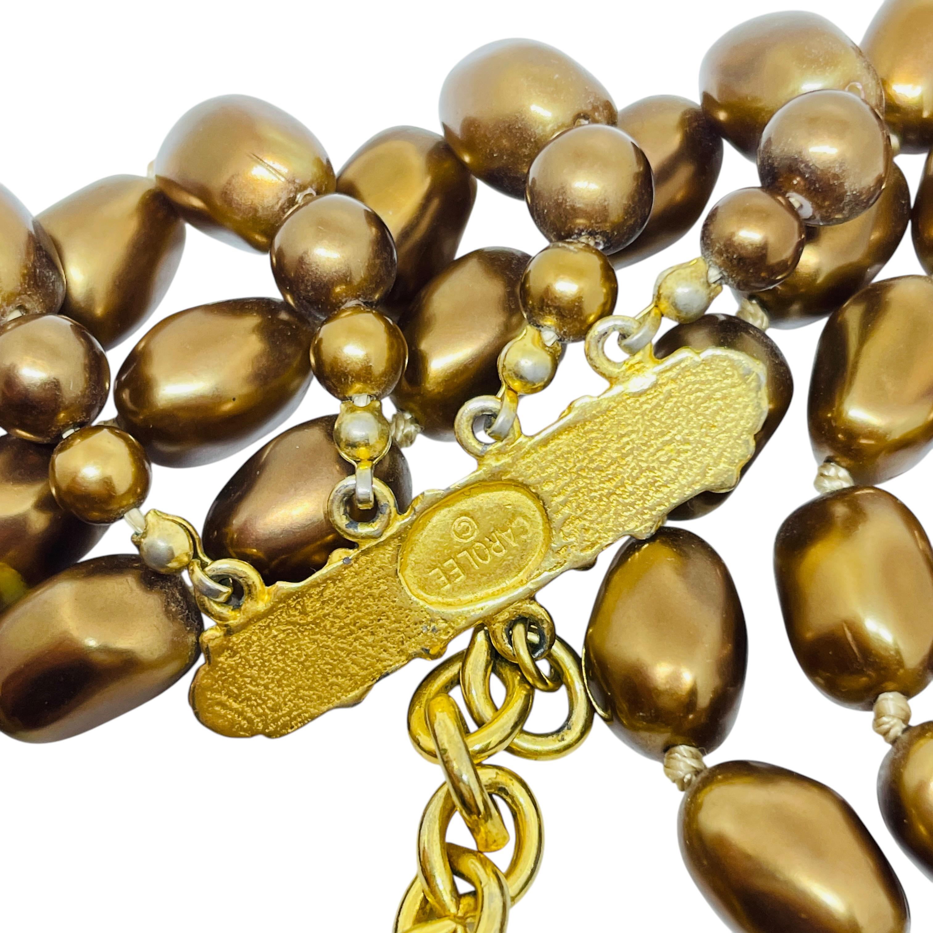 CAROLEE signiert Goldton Perlen Halskette Designer Halskette im Angebot 1