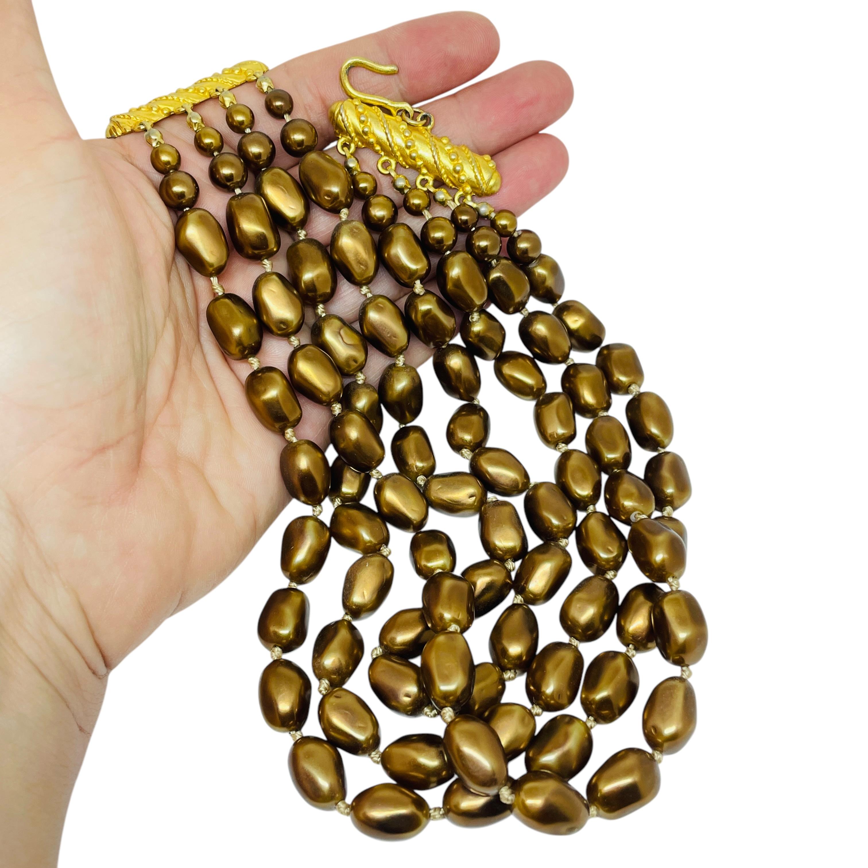 CAROLEE signiert Goldton Perlen Halskette Designer Halskette im Angebot 2
