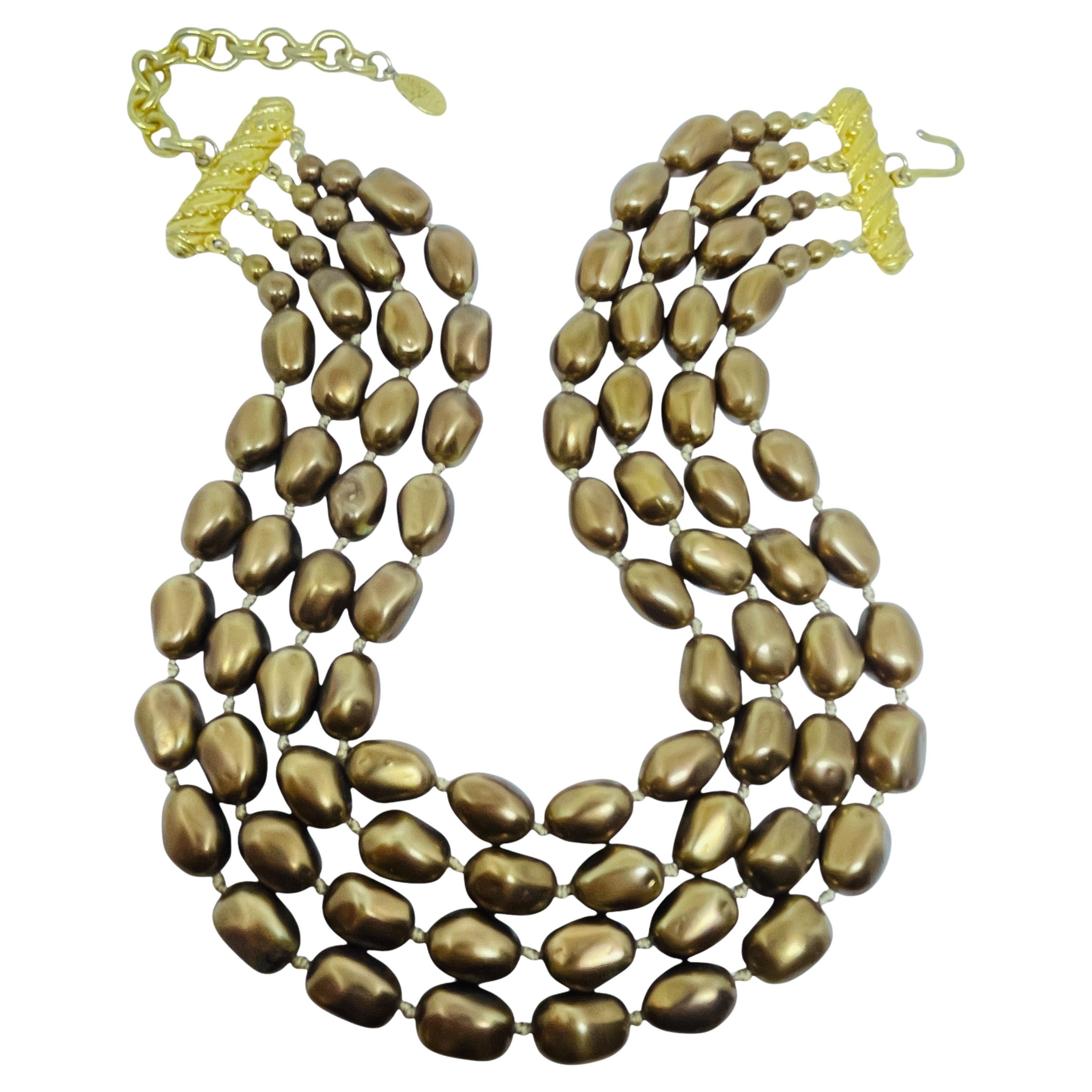 CAROLEE signiert Goldton Perlen Halskette Designer Halskette