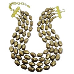 CAROLEE signiert Goldton Perlen Halskette Designer Halskette