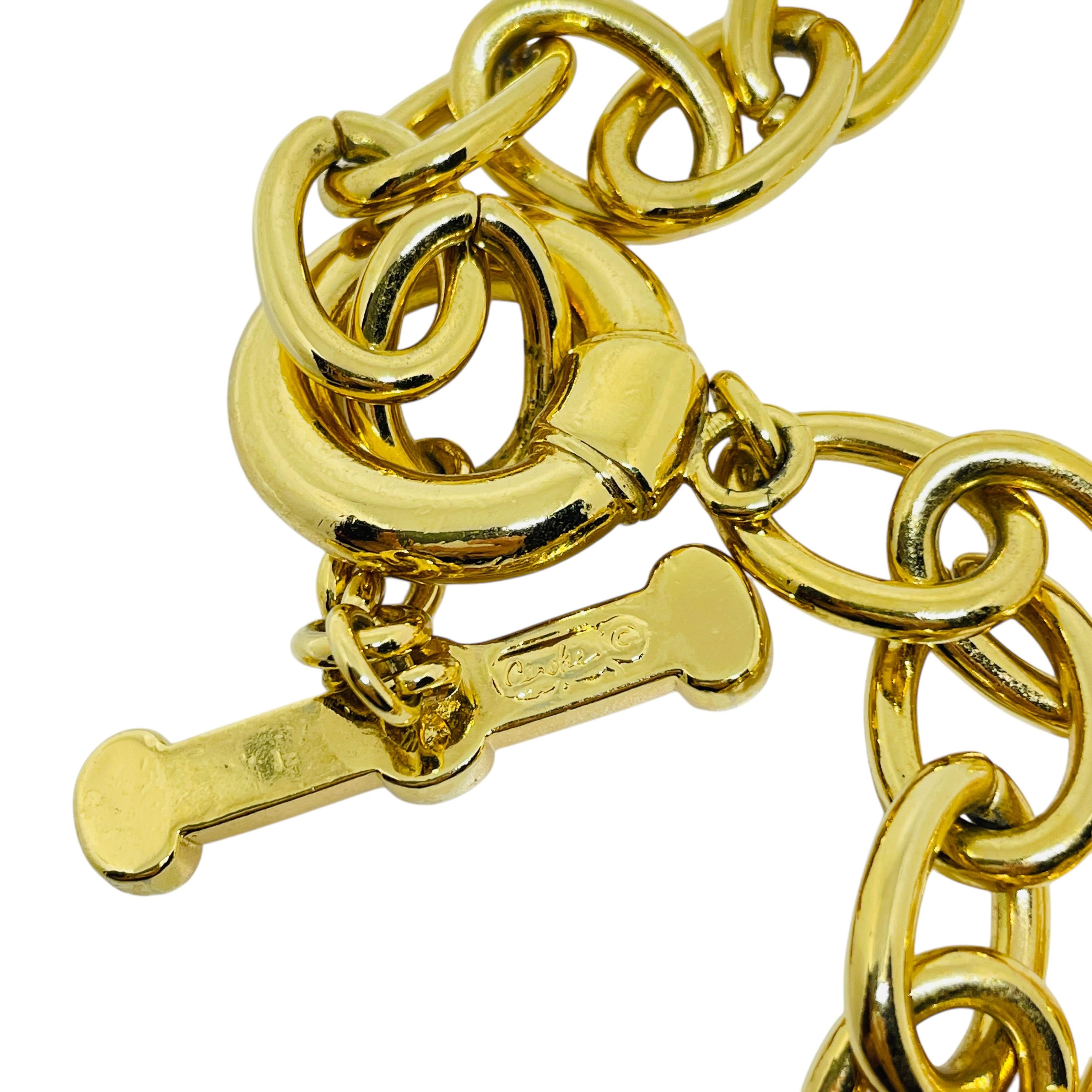 Women's CAROLEE signed gold tone toggle clasp massive chain designer necklace For Sale