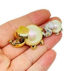 CAROLEE vintage elefante tono dorado perlas de cristal strass broche de diseño