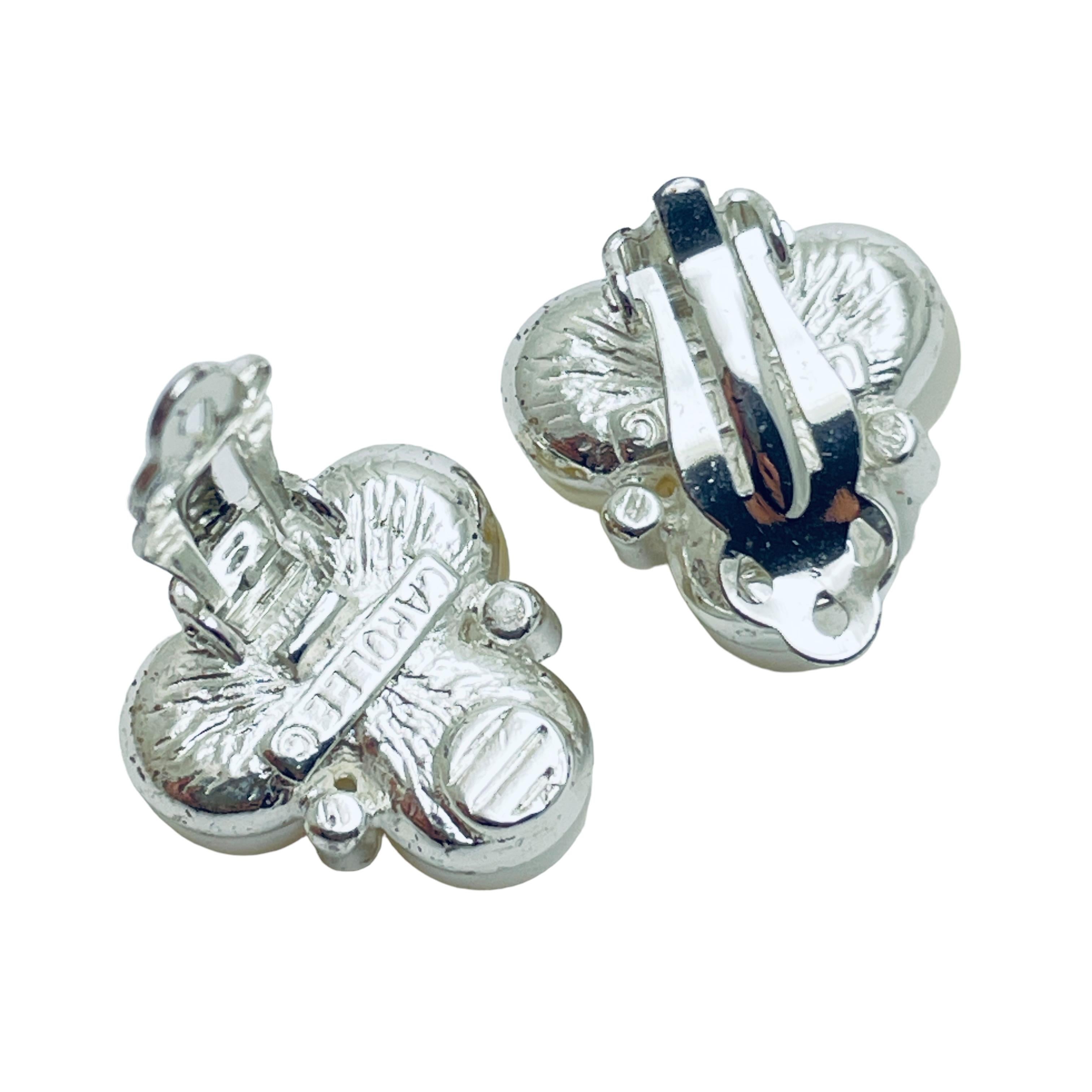 CAROLEE vintage plata perla strass diseñador pasarela clip en pendientes en Bueno estado para la venta en Palos Hills, IL