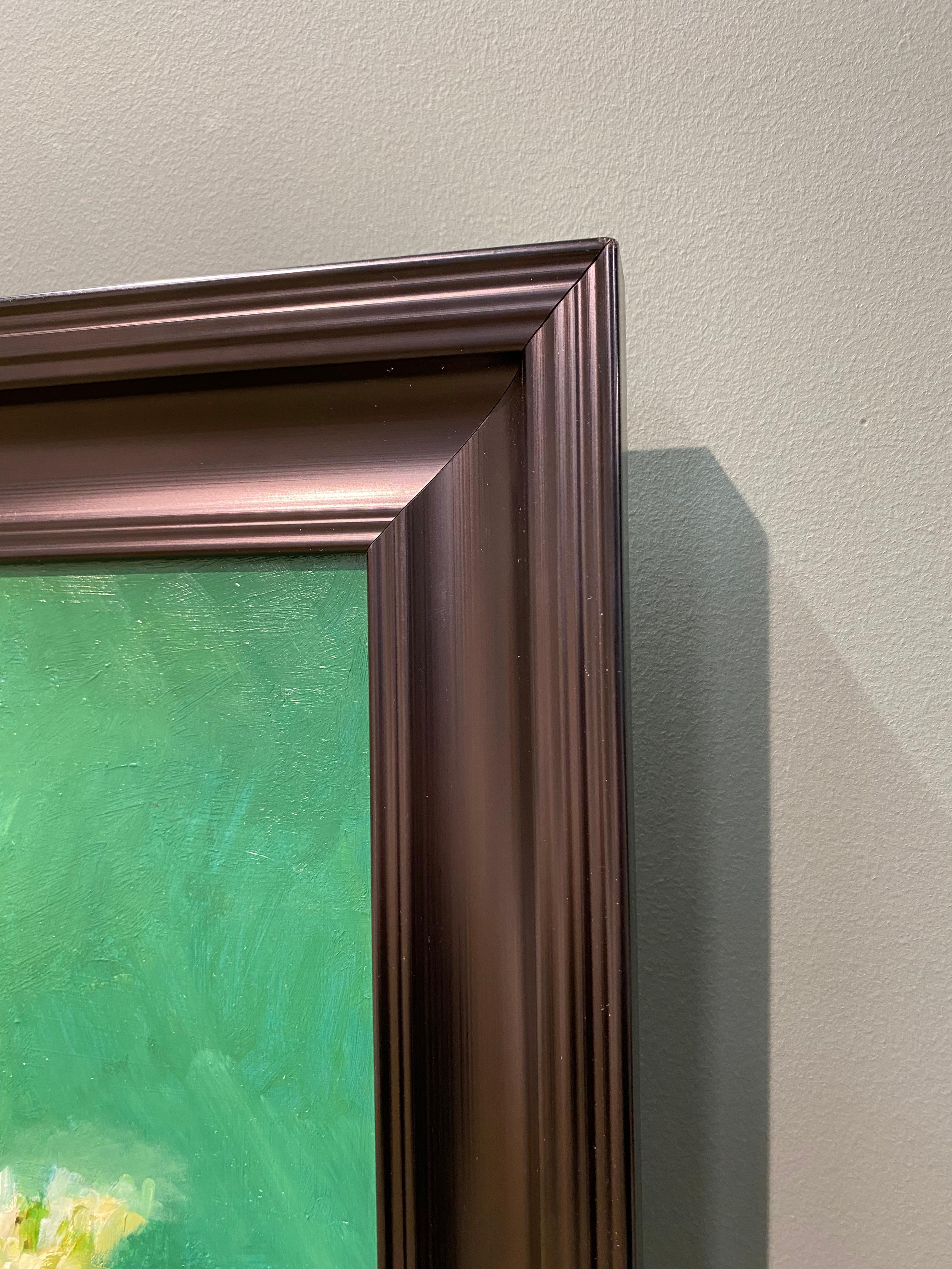 Papillon - Peinture de figure du 21e siècle représentant une fille et des fleurs en vente 1