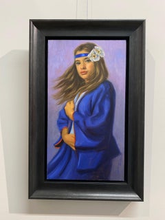 Get Some Fresh Air - 21st Century Figure Painting of a Girl with White Orchids