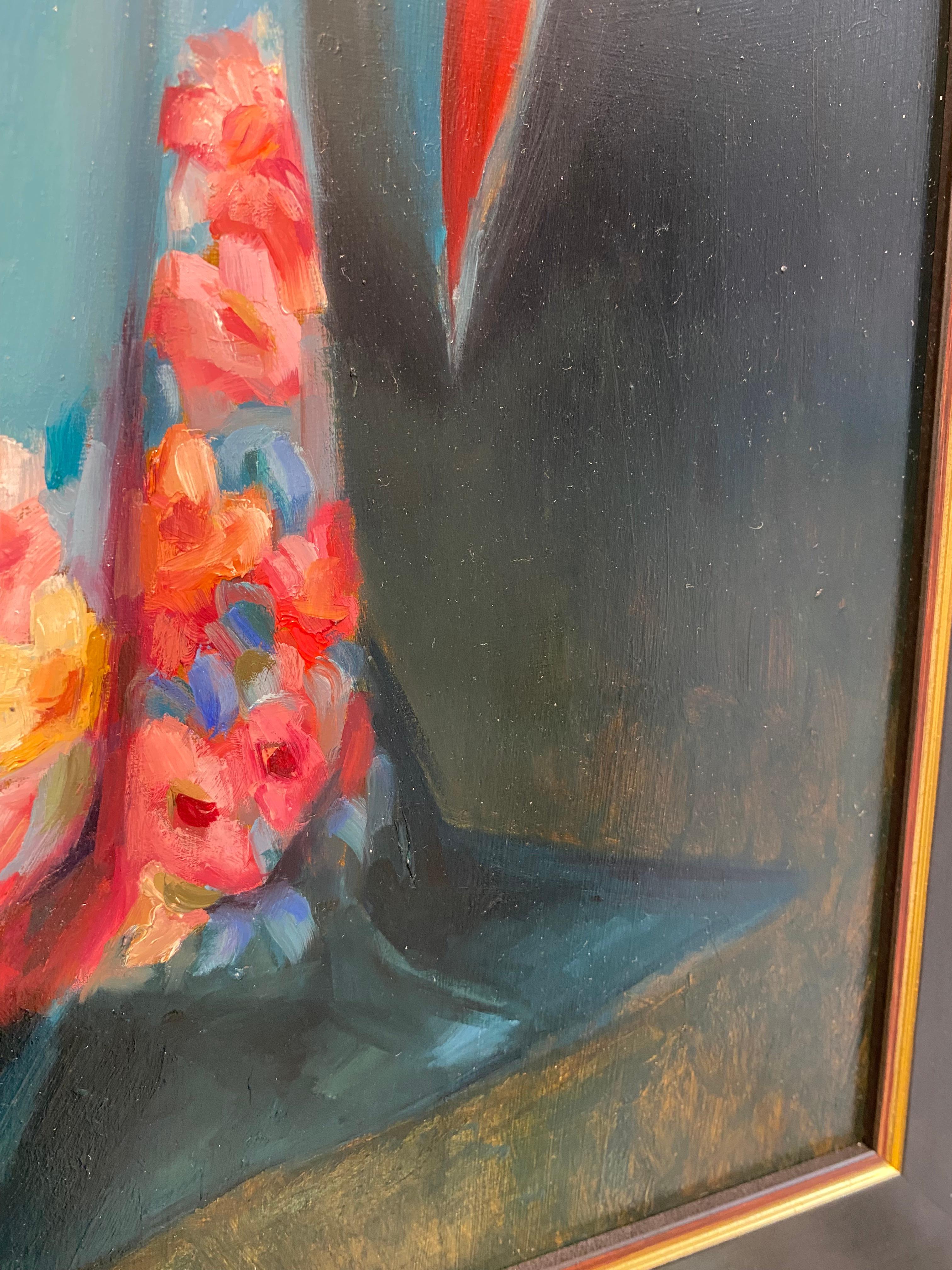 The Blue Kimono I - 21st Century Figure Painting of a Girl with a Blue Robe en vente 4