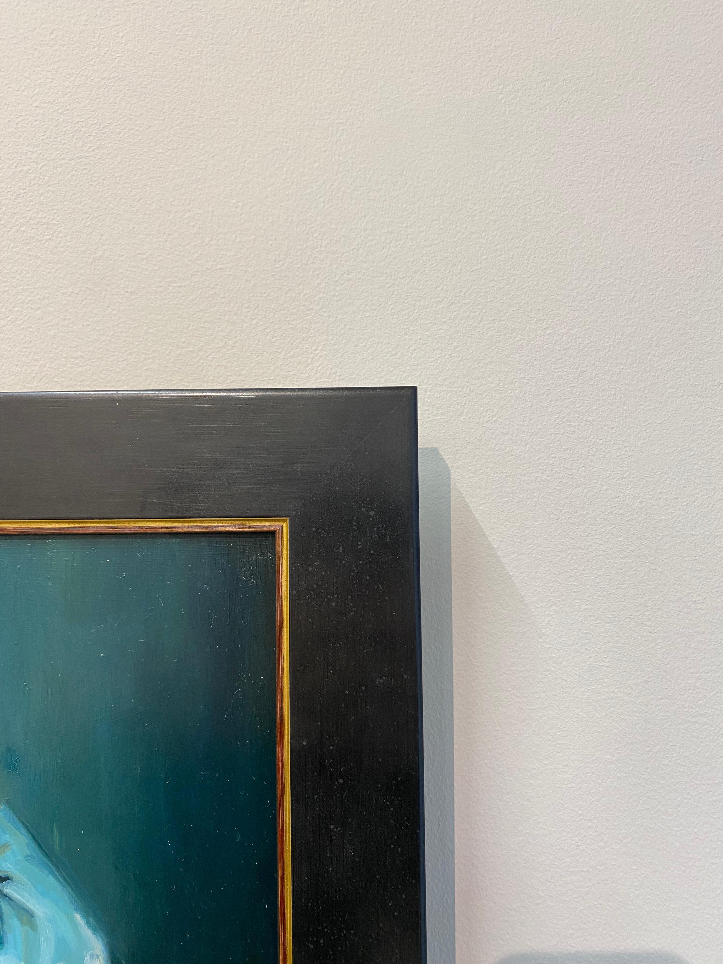 The Blue Kimono I - 21st Century Figure Painting of a Girl with a Blue Robe en vente 6