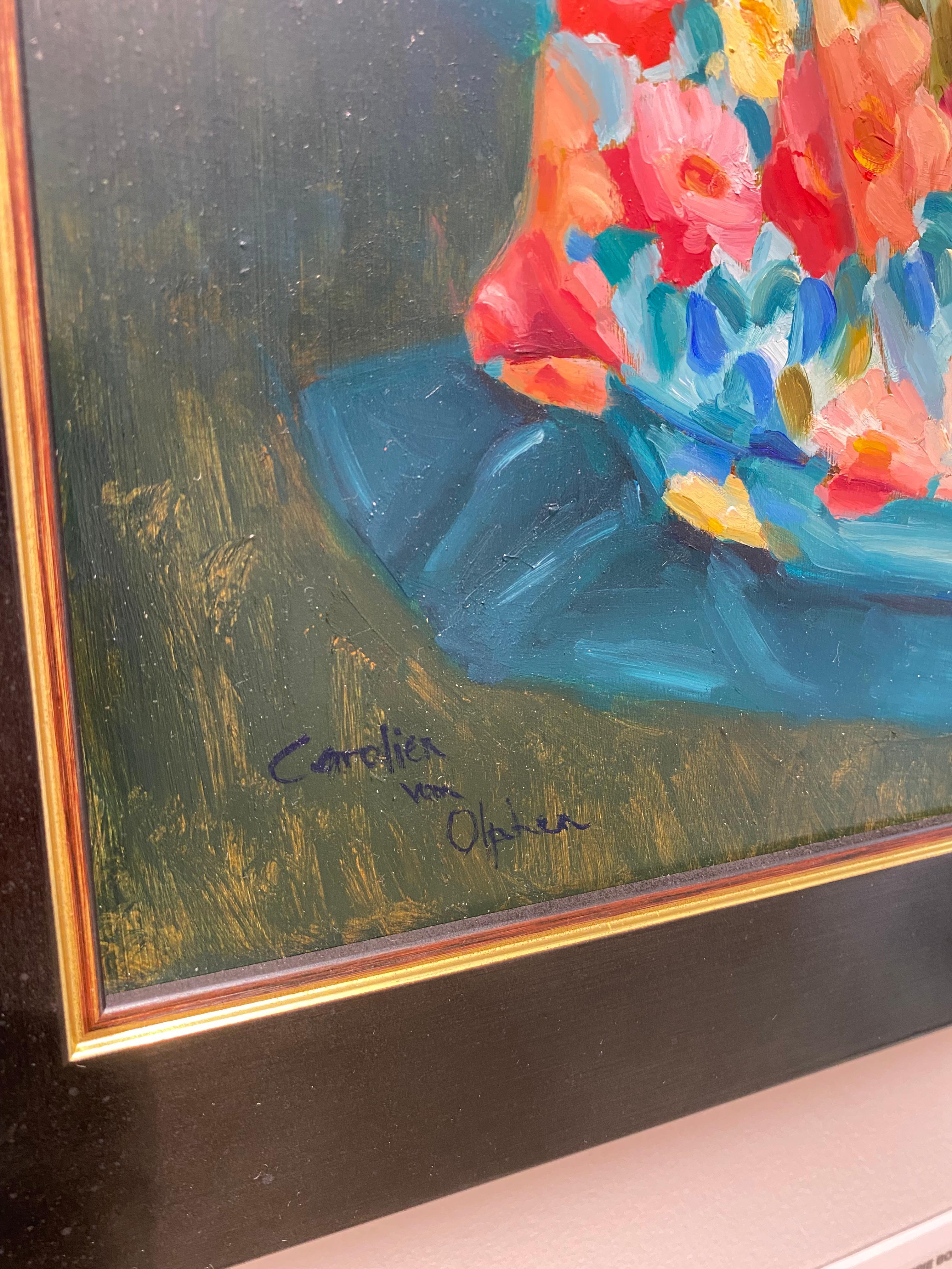 The Blue Kimono II - 21st Century Figure Painting of a Girl with a Blue Robe im Angebot 6