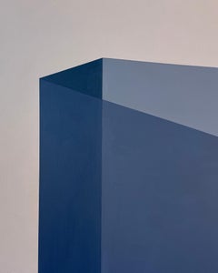 ABSTRACT Geometry Blue Painting by Contemporary German Artist Carolin Kreutzer