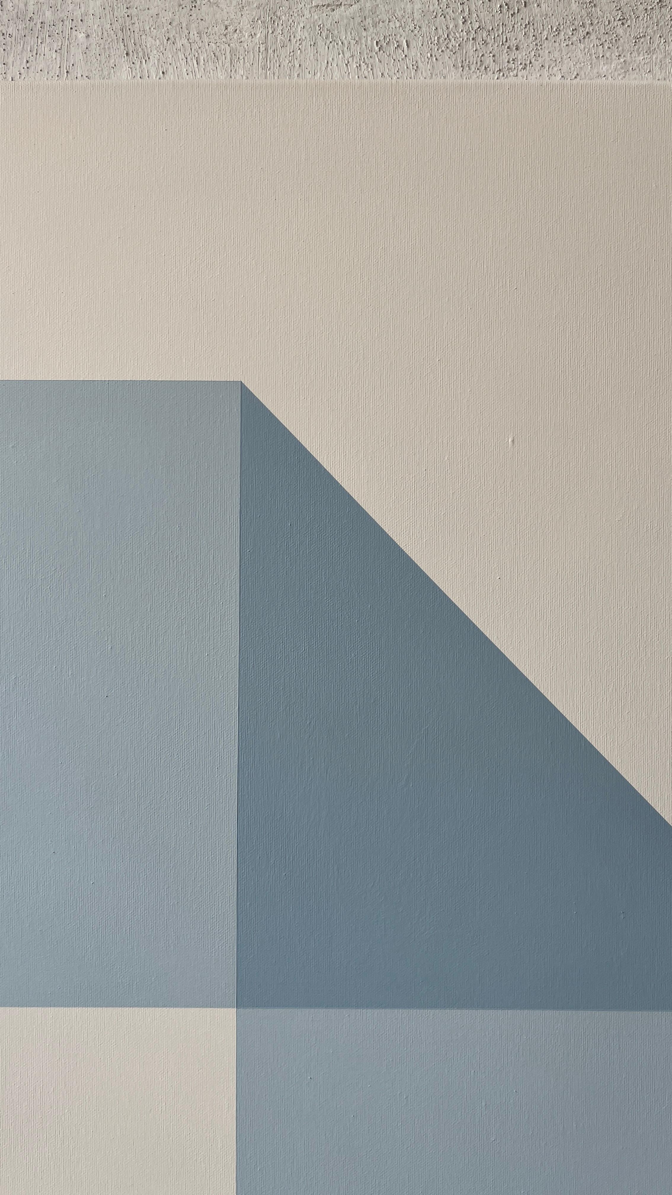 RESUMEN Geometría Azul Pintura Artista alemana contemporánea Carolin Kreutzer en venta 2