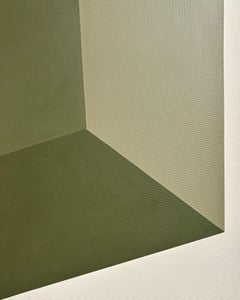 ABSTRACT Geometry Green Painting by Contemporary German Artist Carolin Kreutzer