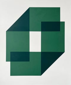 ABSTRACT Geometrie Grünes Gemälde der zeitgenössischen deutschen Künstlerin Carolin Kreutzer