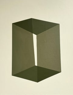 ABSTRACT Geometry Green Painting by Contemporary German Artist Carolin Kreutzer