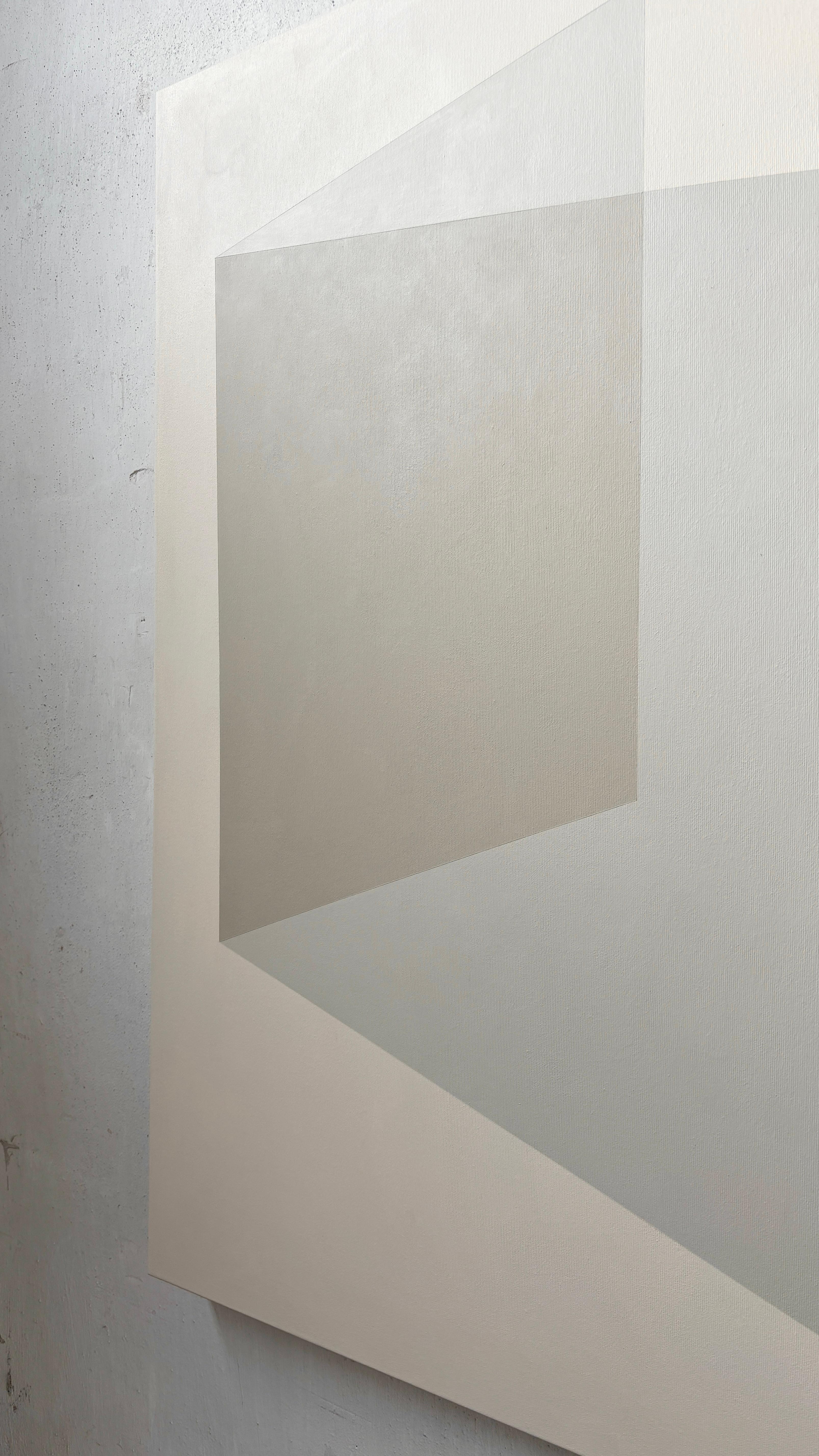 ABSTRACT Geometry Grey Painting dell'artista tedesca contemporanea Caroline Kreutzer - Abstract Painting Beige di Carolin Kreutzer