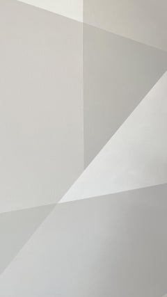 ABSTRACT Geometry Grey Painting by Contemporary German Artist Carolin Kreutzer