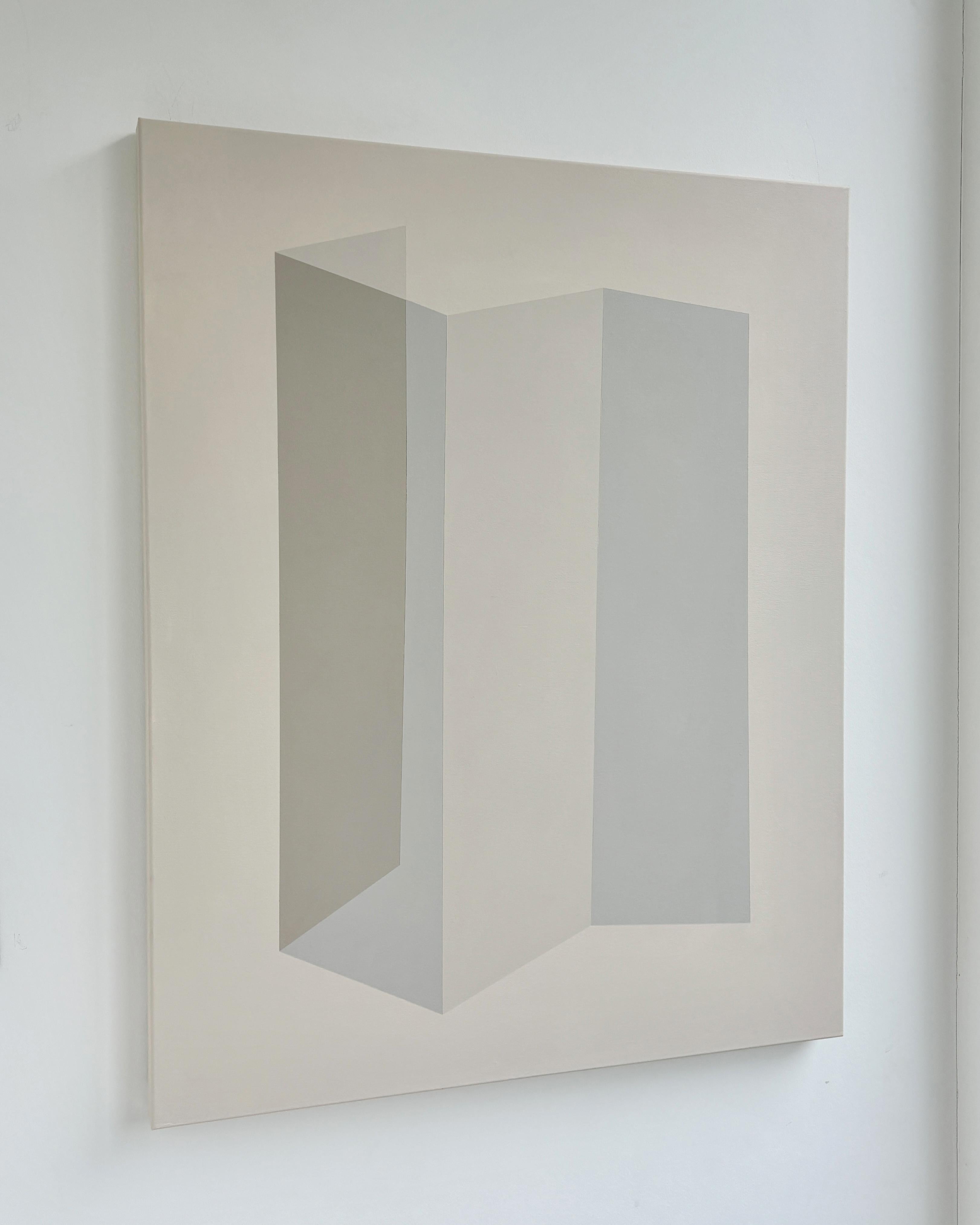 ABSTRACT Geometría Pintura gris de la artista alemana contemporánea Carolin Kreutzer en venta 3