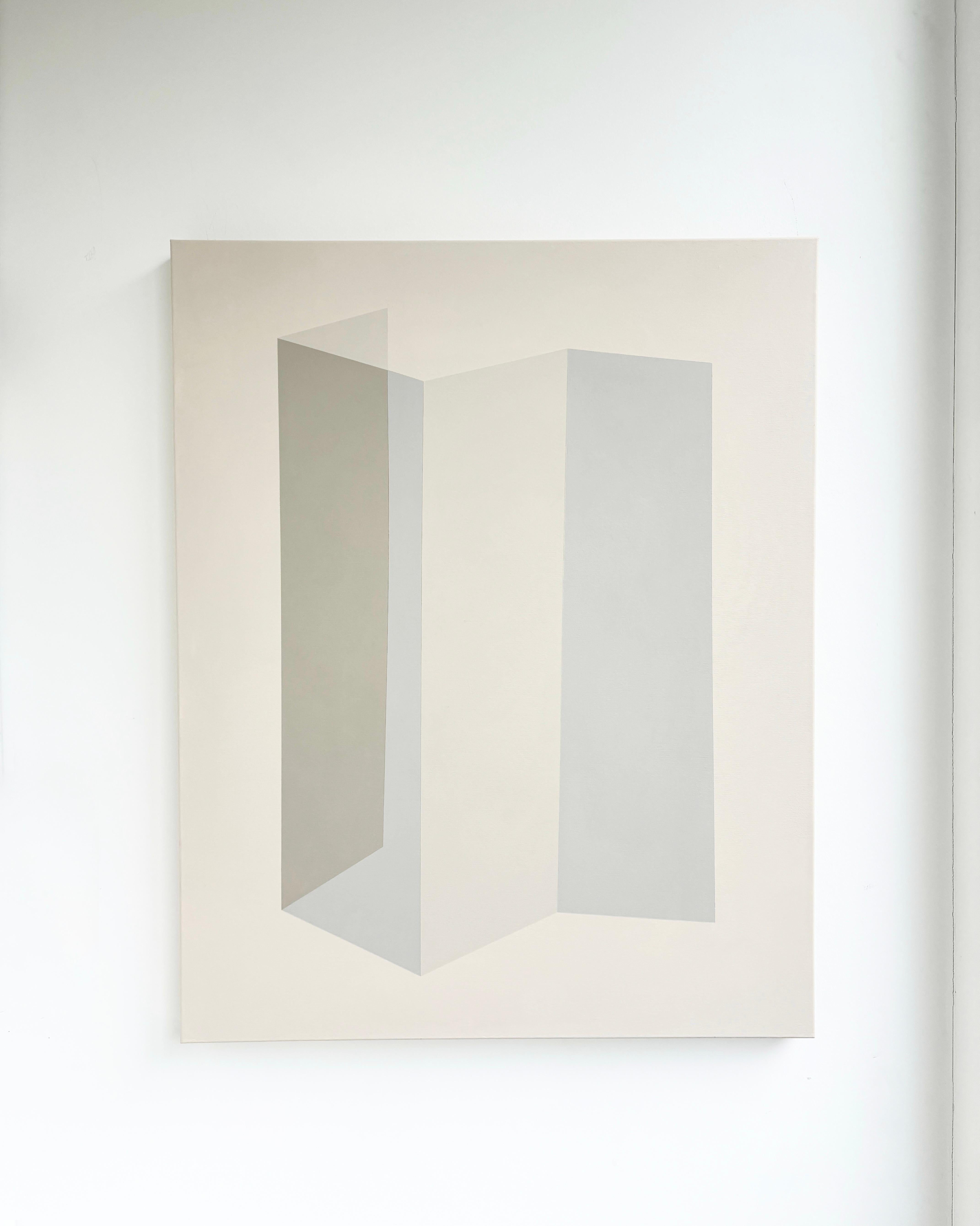 ABSTRACT Geometría Pintura gris de la artista alemana contemporánea Carolin Kreutzer en venta 4