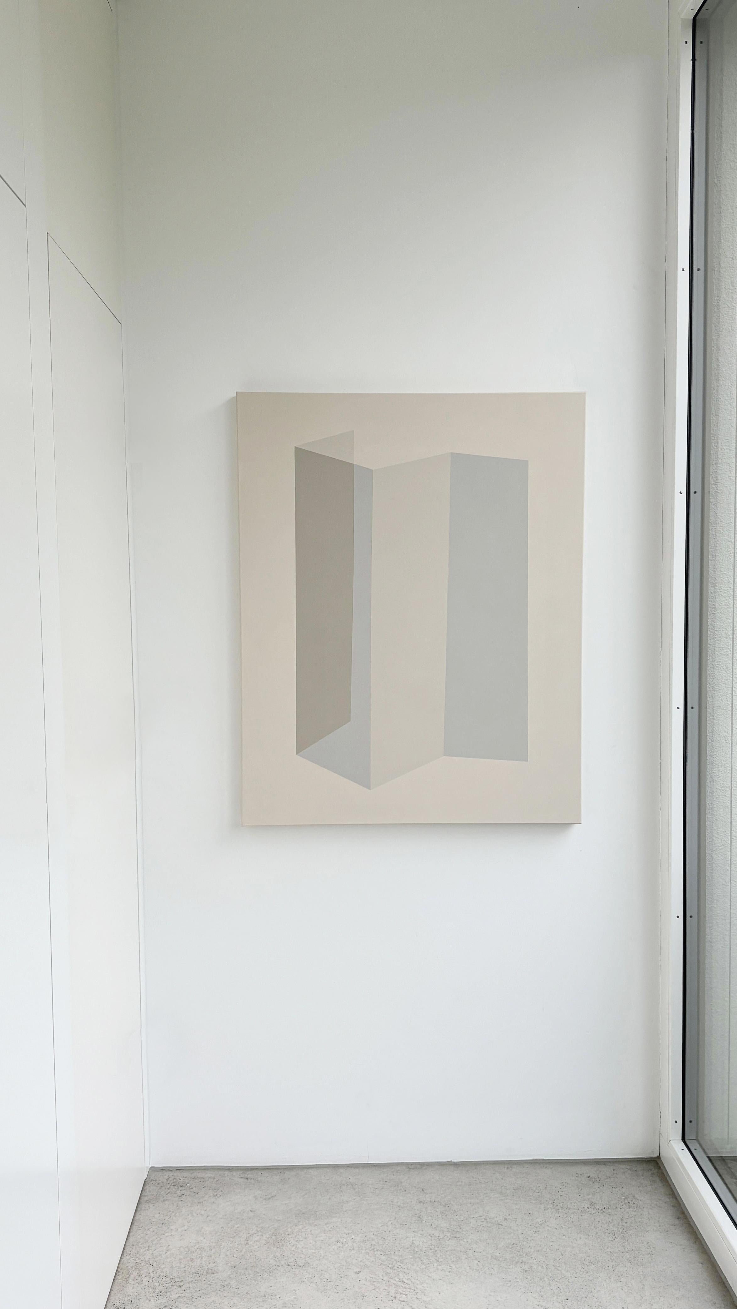 ABSTRACT Geometría Pintura gris de la artista alemana contemporánea Carolin Kreutzer en venta 5