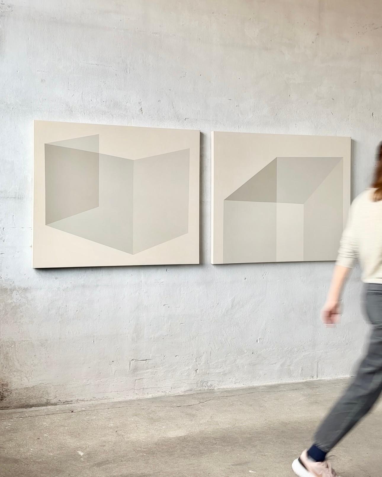 ABSTRACT Geometry Grey Painting dell'artista tedesca contemporanea Caroline Kreutzer in vendita 4