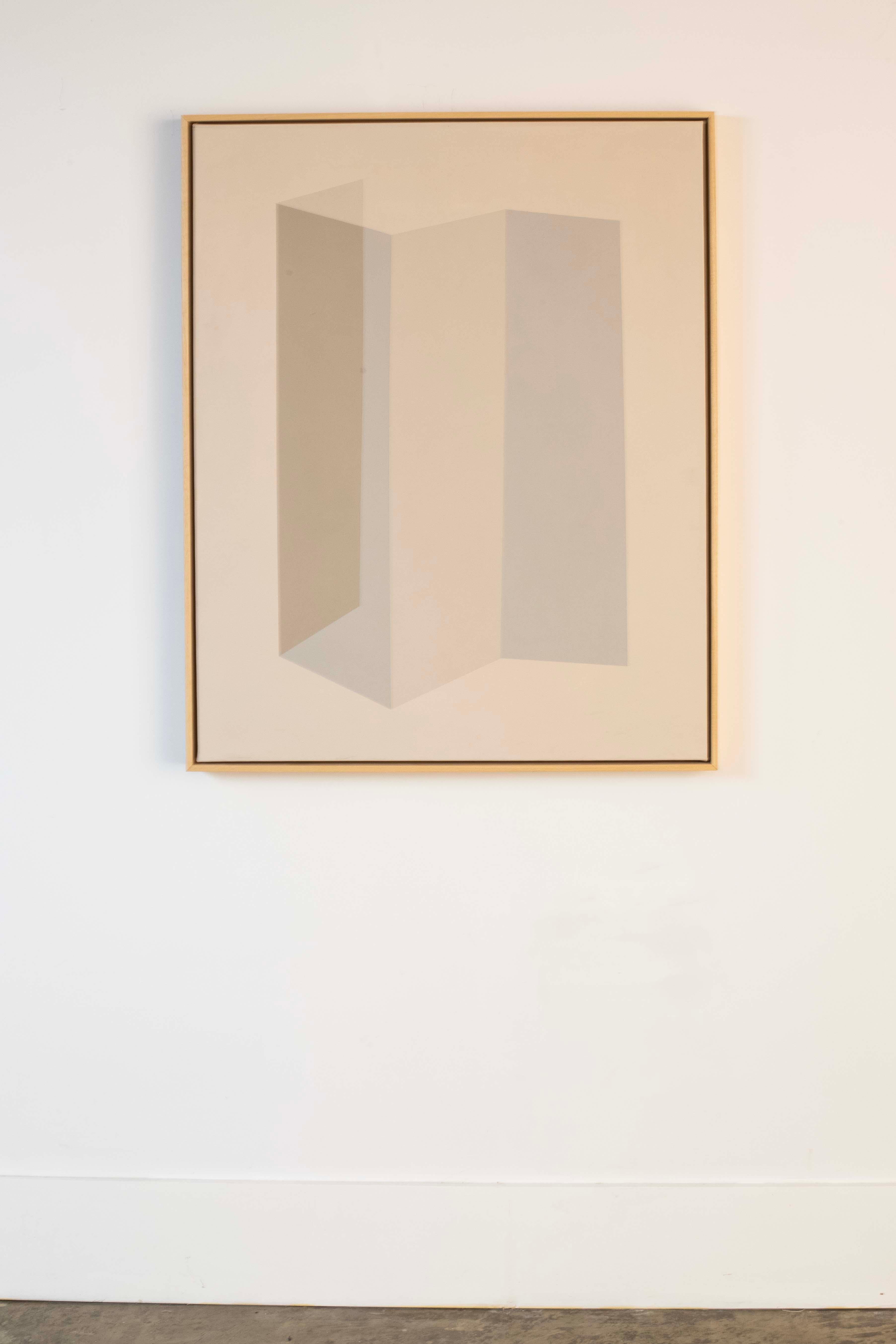 ABSTRACT Geometry Grey Painting by Contemporary German Artist Carolin Kreutzer