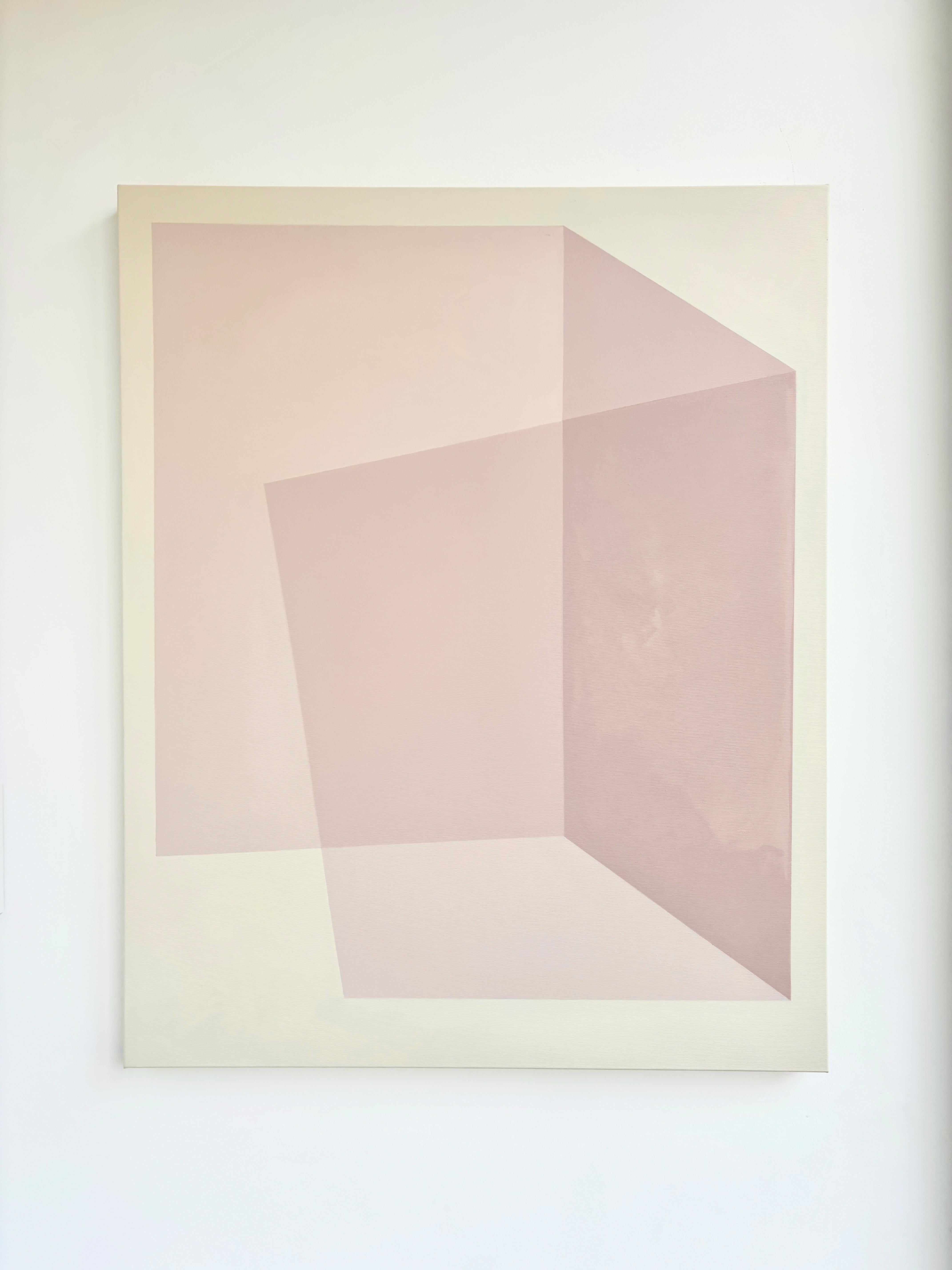 ABSTRACT Geometry Pink Painting by Contemporary German Artist Carolin Kreutzer