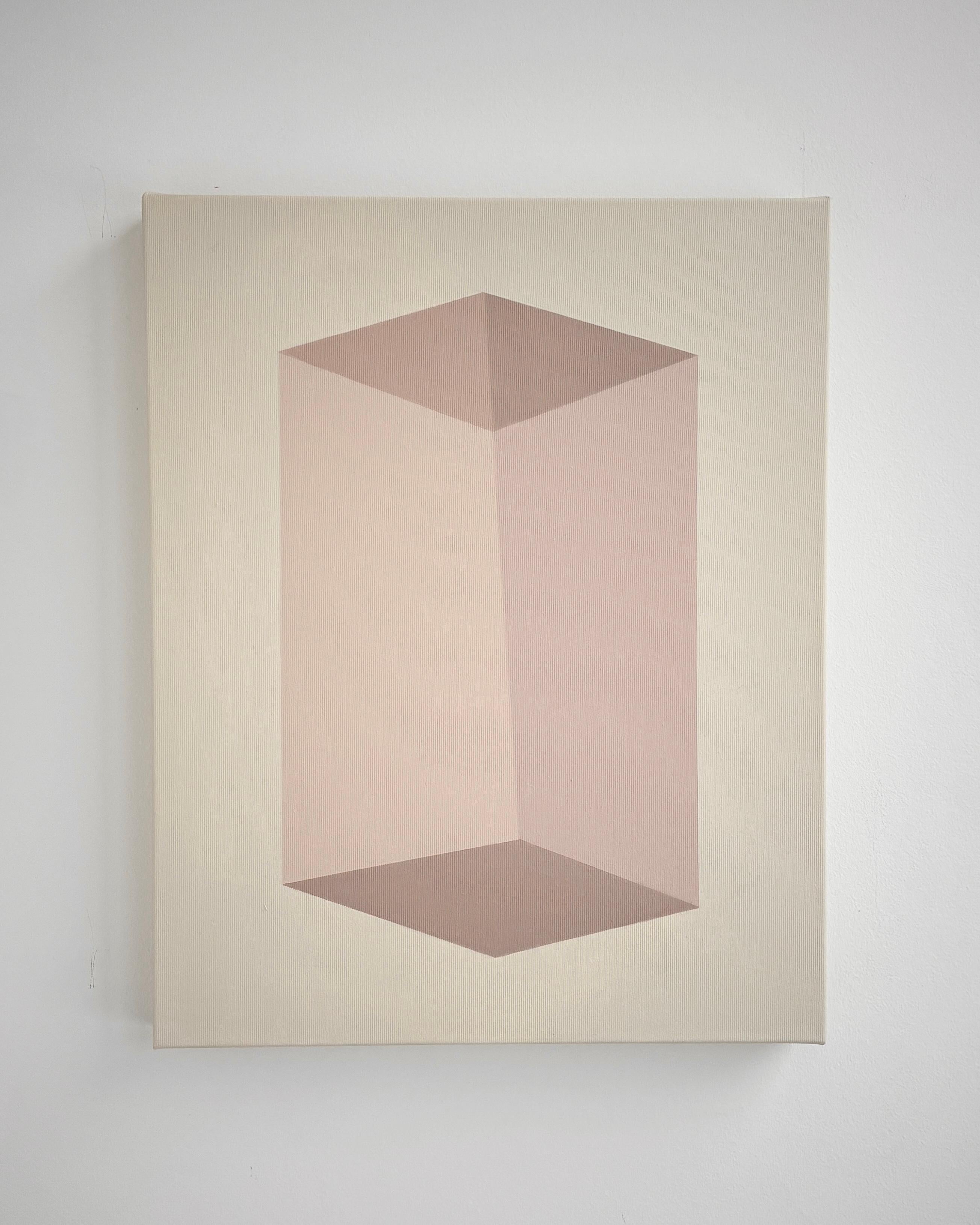 ABSTRACT Geometry Pink Painting by Contemporary German Artist Carolin Kreutzer
