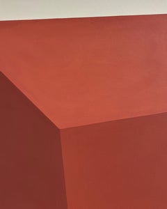 ABSTRACT Geometrie Rotes Gemälde der zeitgenössischen deutschen Künstlerin Carolin Kreutzer