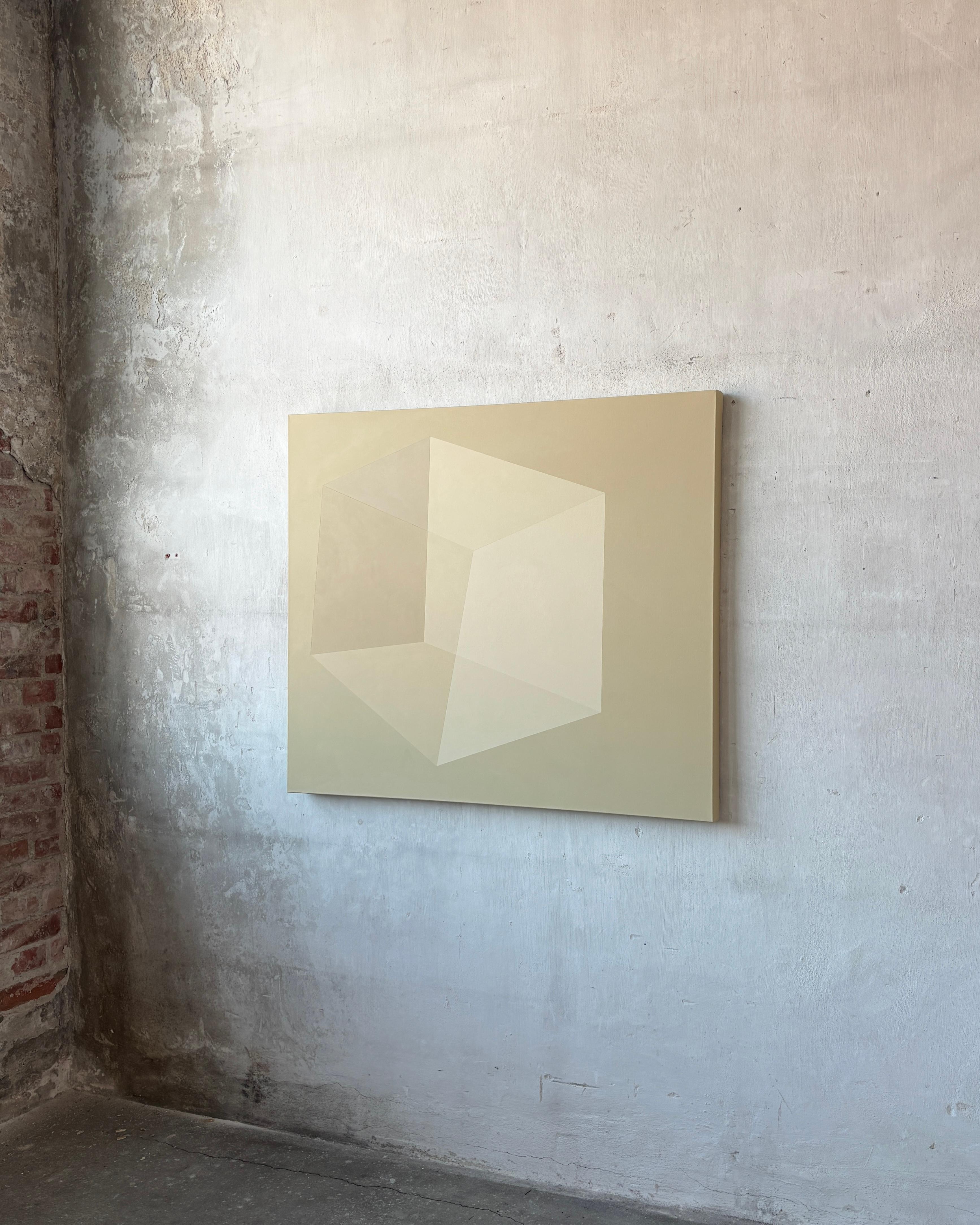Caroline Kreutzer Architectural Cube Minimalist Geometric Abstraction Earth Tones (Cube architectural, abstraction géométrique minimaliste, tons de terre) en vente 4