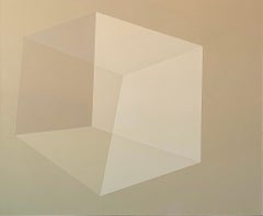 Caroline Kreutzer Architectural Cube Minimalist Geometric Abstraction Earth Tones (Cube architectural, abstraction géométrique minimaliste, tons de terre)