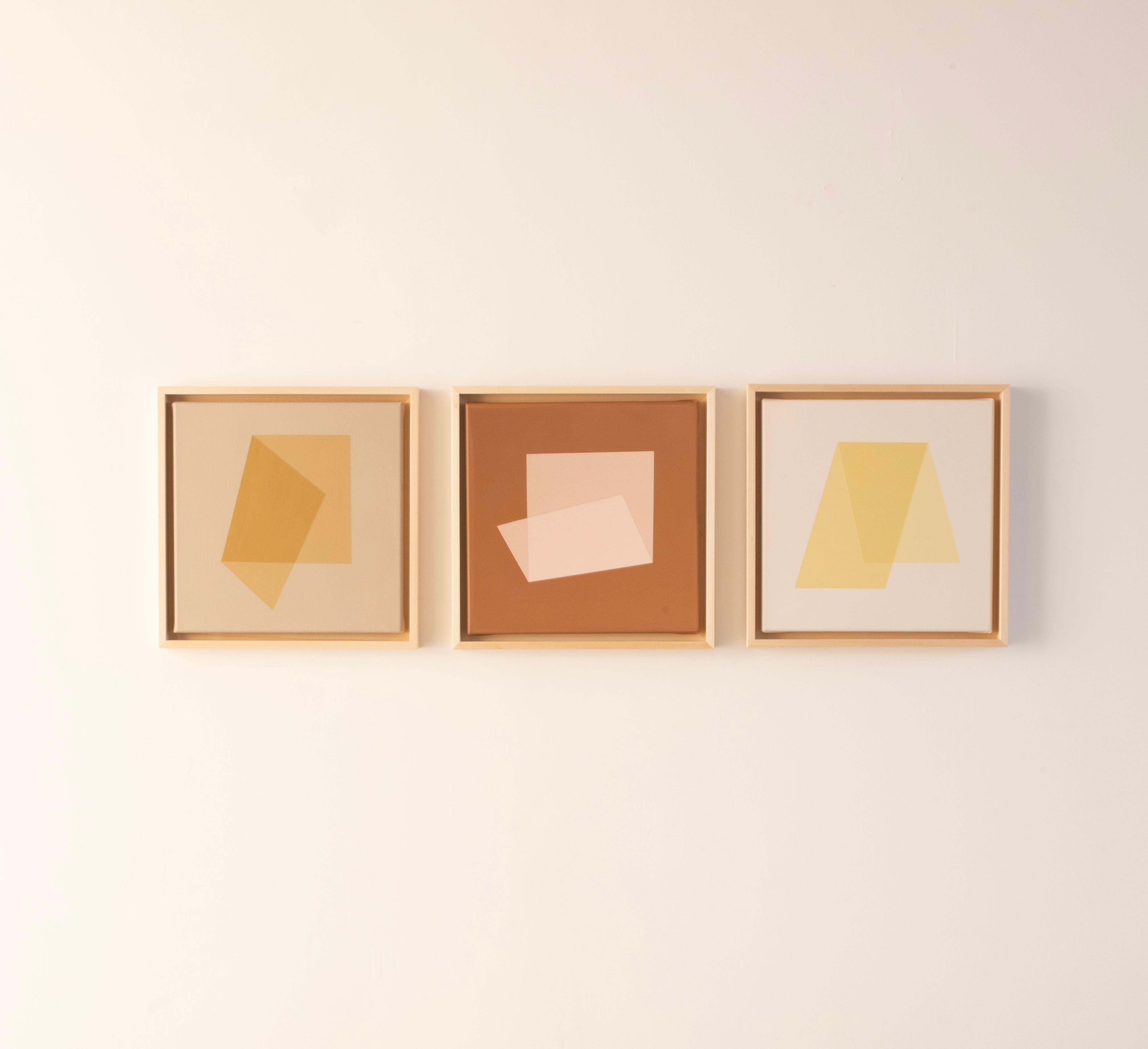 Geometric Abstract Triptych in Earth Tones, Carolin Kreutzer Contemporary Artist