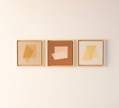 Geometric Abstract Triptych in Earth Tones, Carolin Kreutzer Contemporary Artist