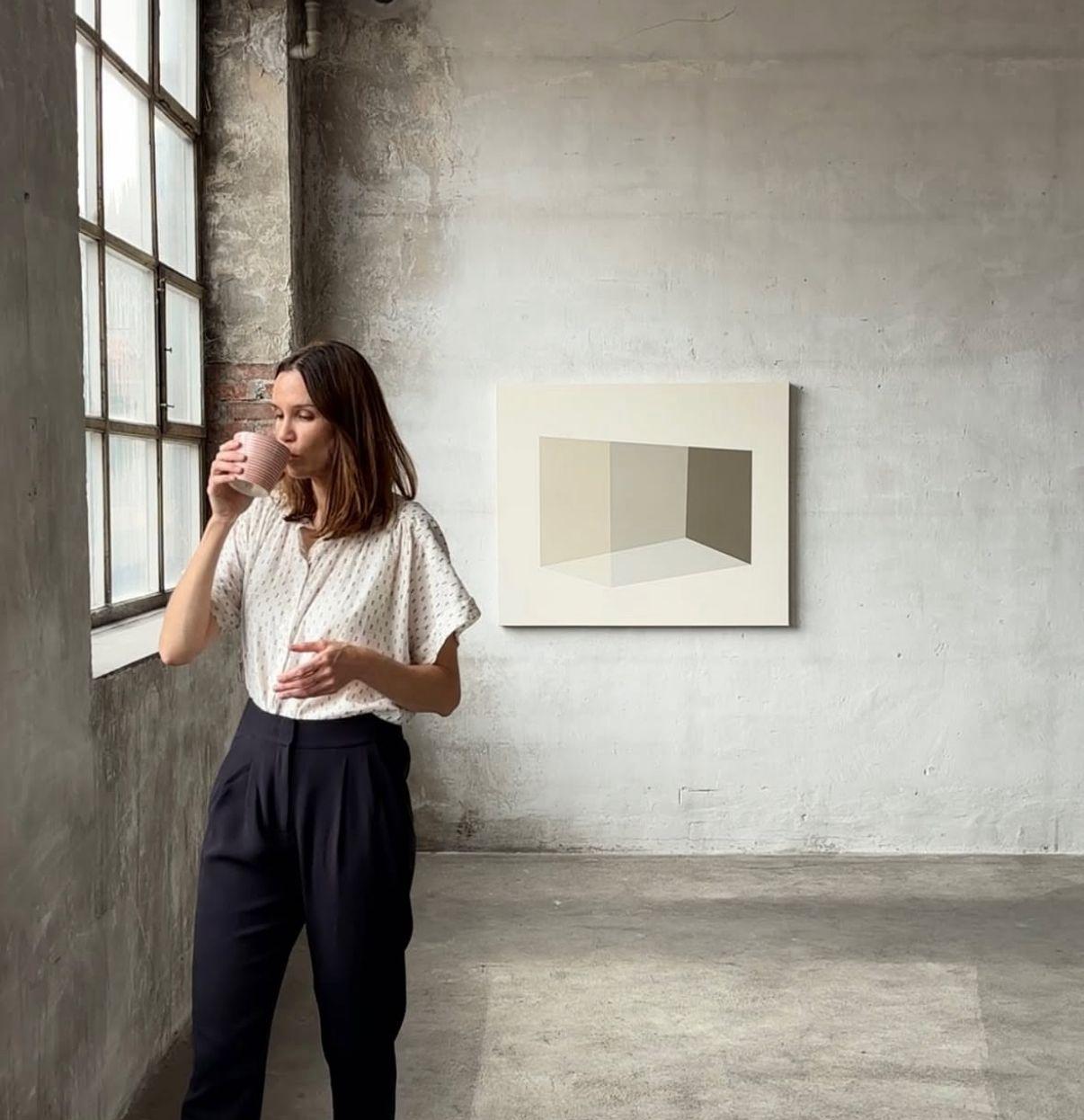 Geometric Minimalist Diptych Soft Contemporary Abstract Carolin Kreutzer New For Sale 6