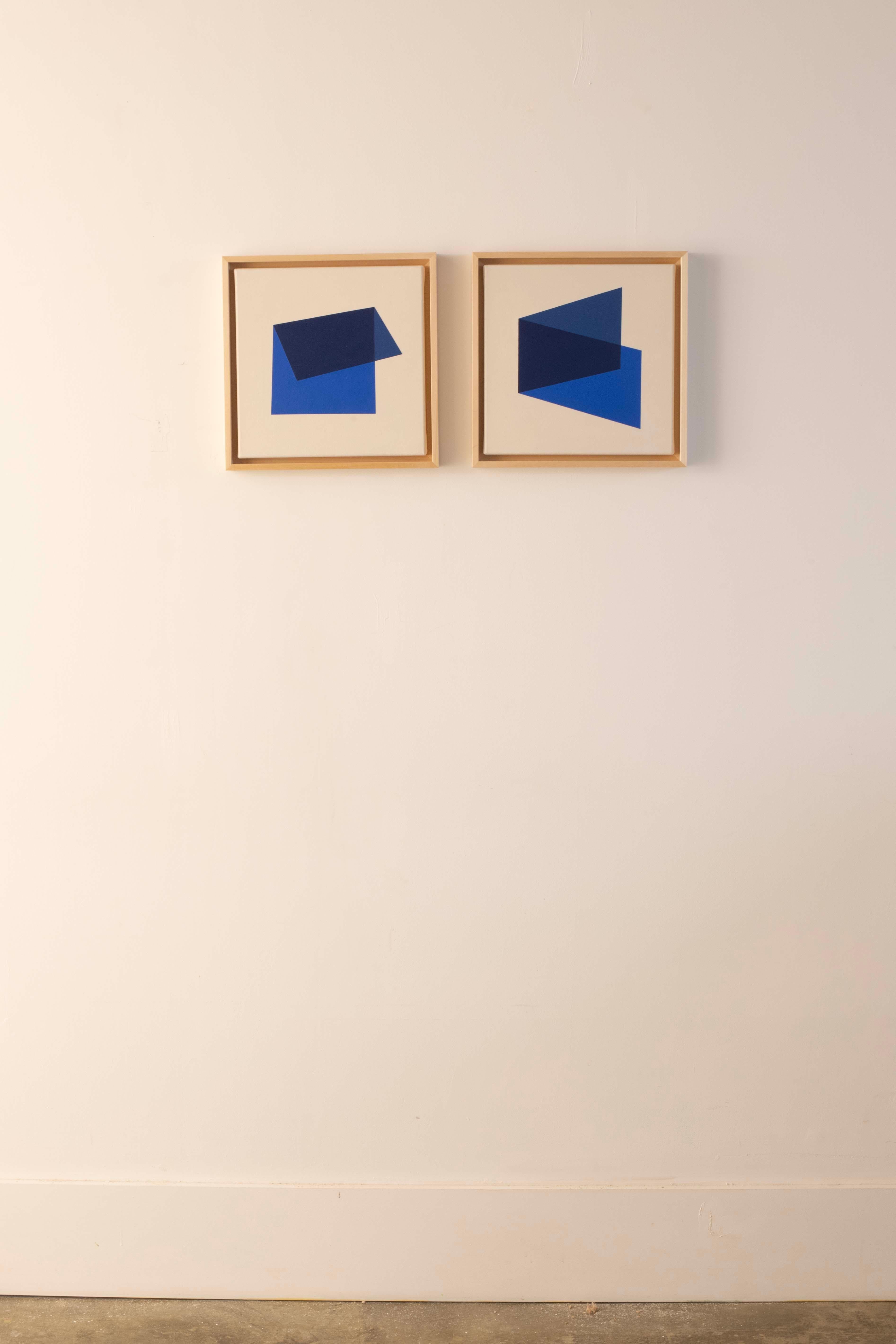 Minimalistisches Geometrisches Abstraktes Gemälde Diptychon Blautöne von Carolin Kreutzer im Angebot 4