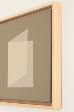 Minimalist Geometric Abstract Painting in Grey Earth Tones by Carolin Kreutzer