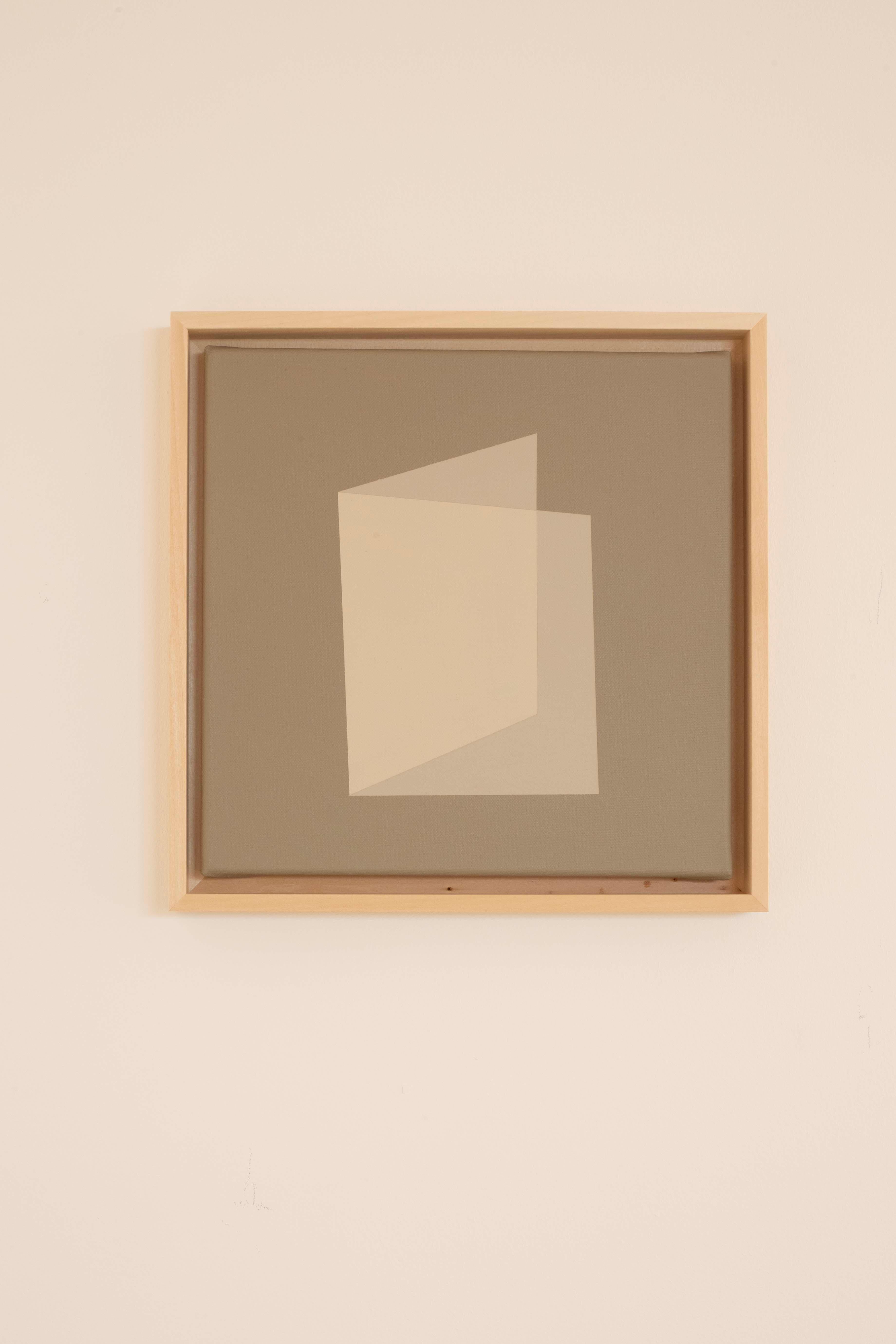 Minimalist Geometric Abstract Painting in Grey Earth Tones by Carolin Kreutzer