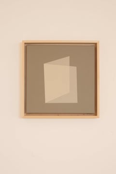 Minimalist Geometric Abstract Painting in Grey Earth Tones by Carolin Kreutzer