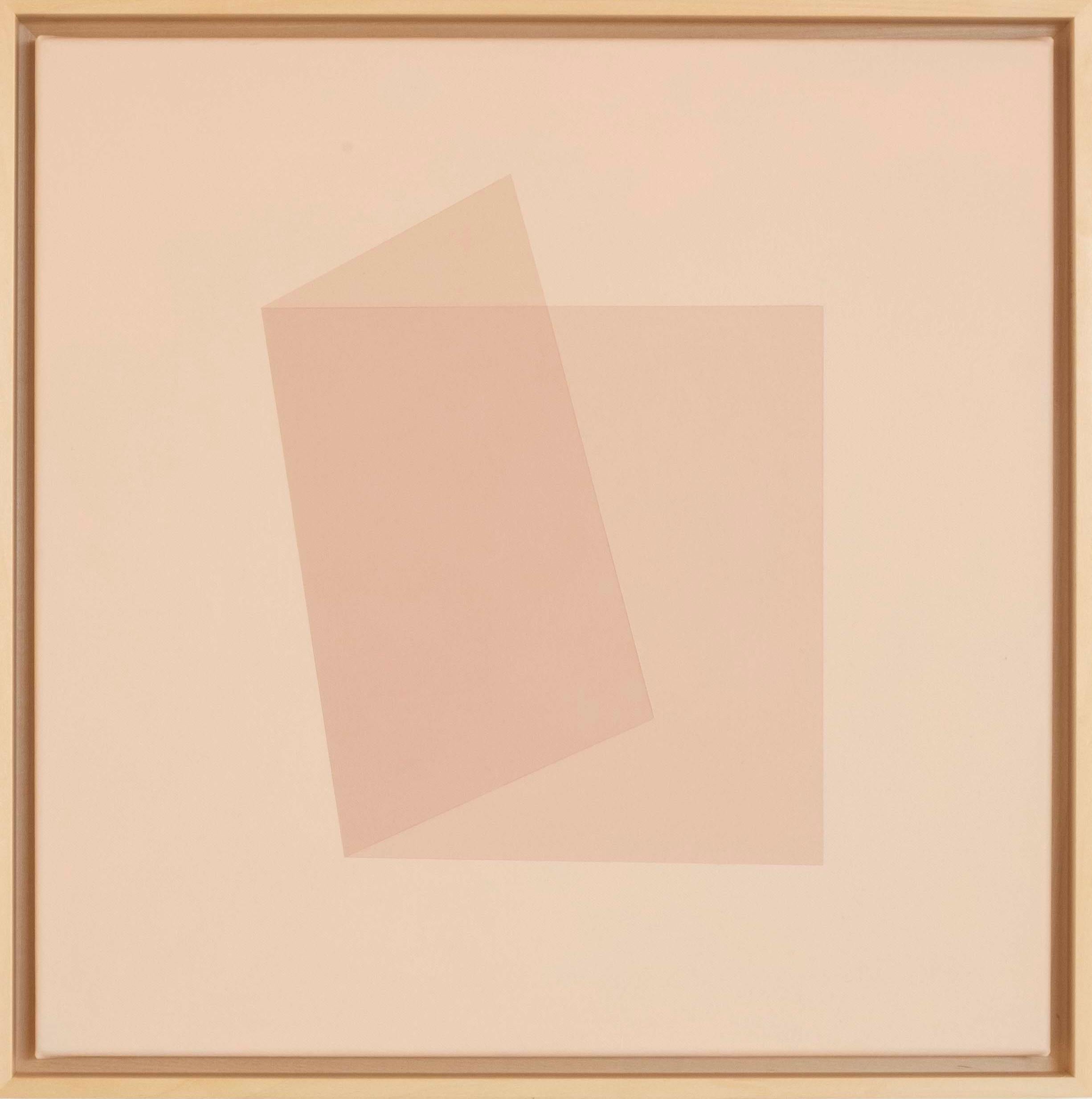 Minimalist Geometric Abstract Painting in Pink Minimal Tones by Carolin Kreutzer