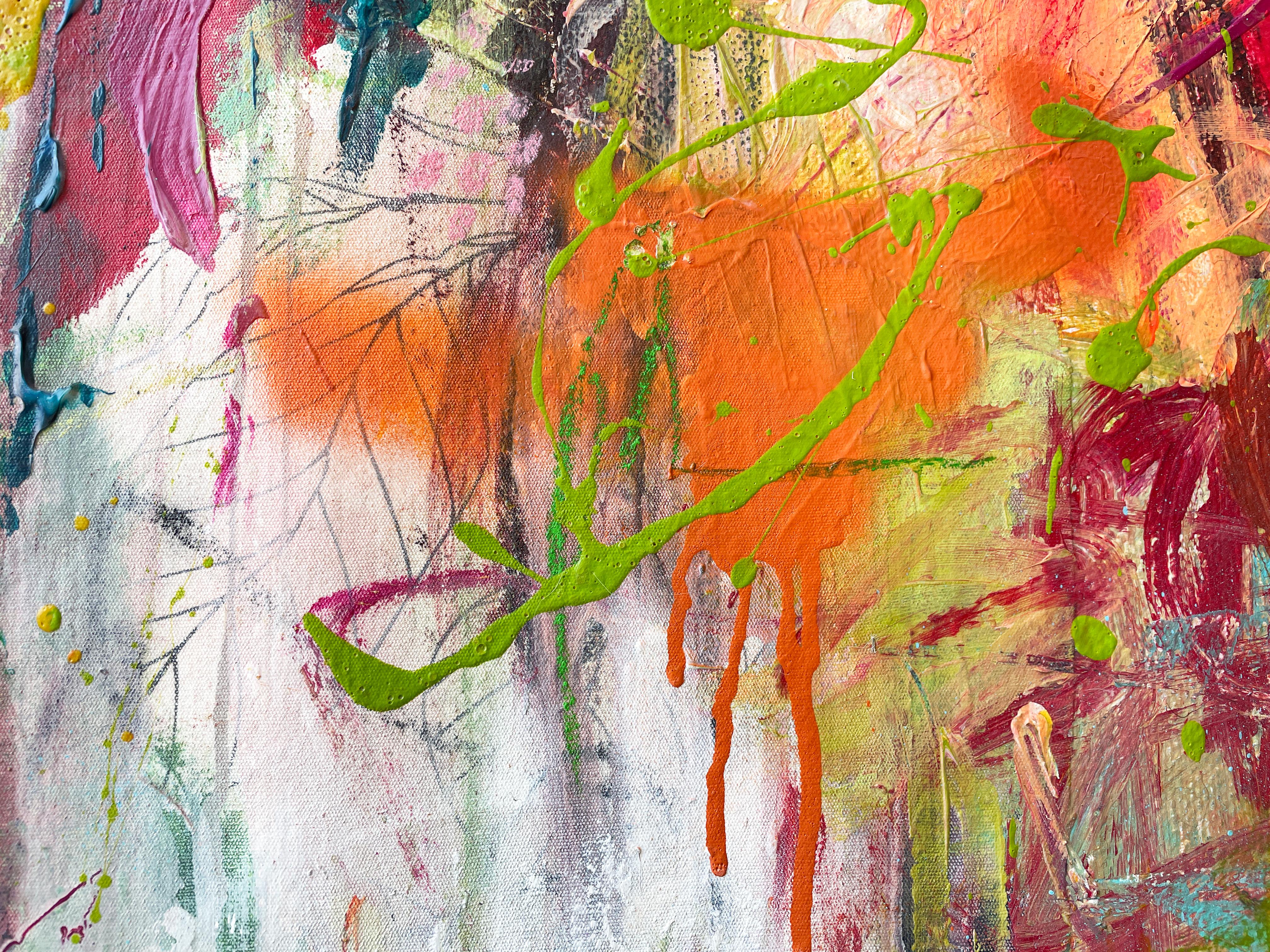 Bunter Morgen (Abstraktes Gemälde) (Beige), Abstract Painting, von Carolina Alotus