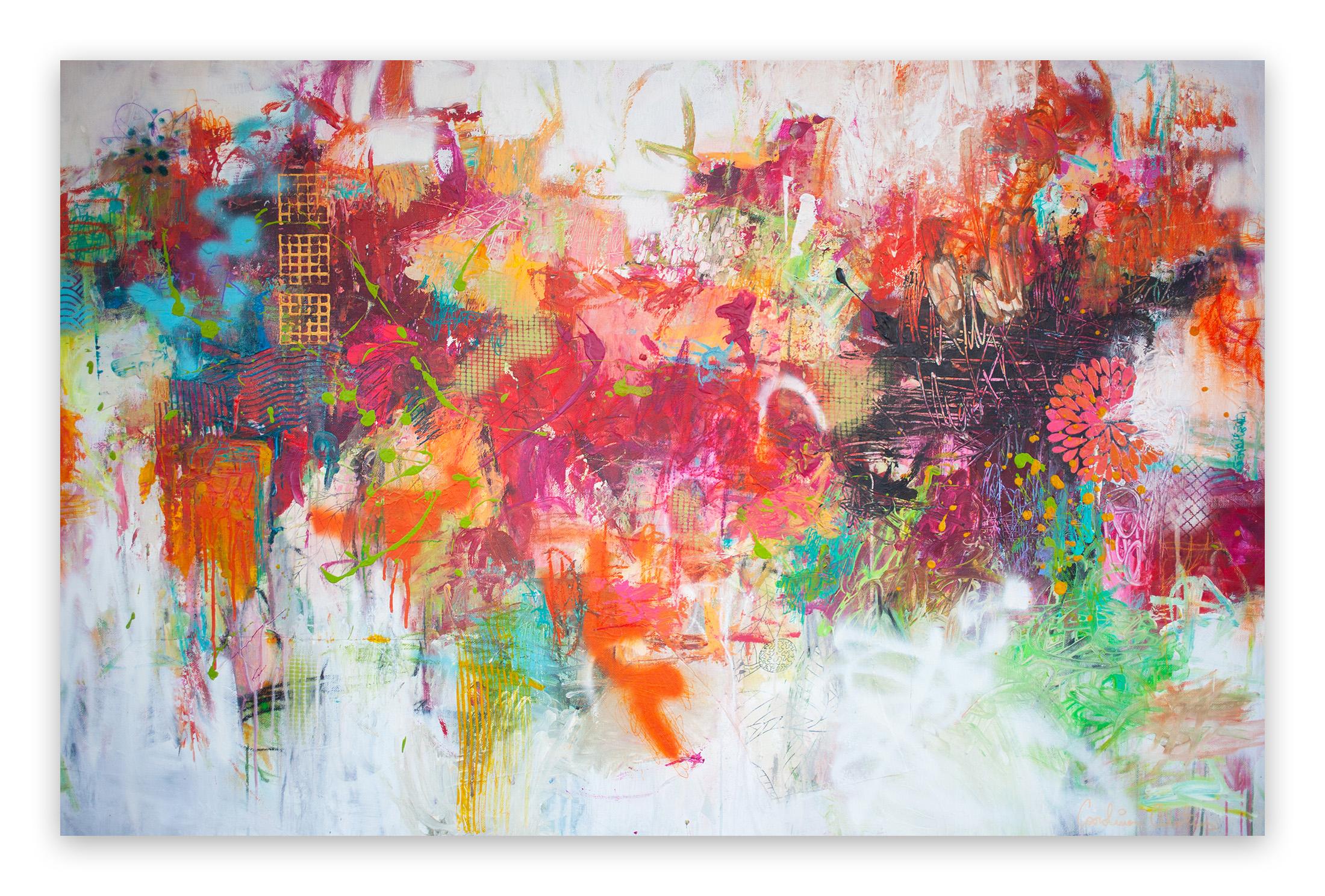 Carolina Alotus Abstract Painting - Colorful morning (Abstract painting)