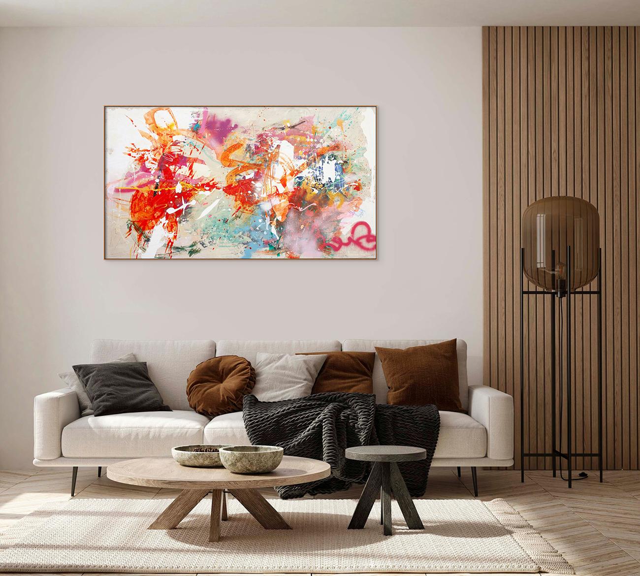 Iris's World (Abstract painting) - Beige Abstract Painting by Carolina Alotus
