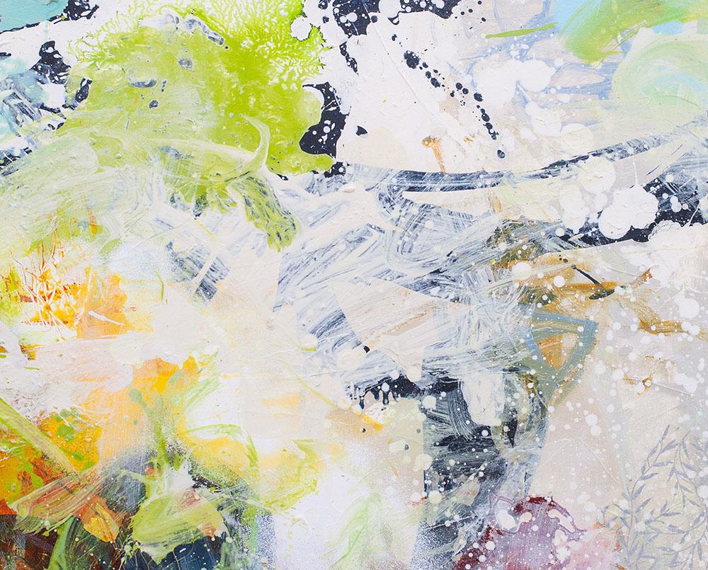 Tender greens (Abstract painting) - Gray Abstract Painting by Carolina Alotus