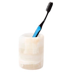 Carolina Brush Holder, Cream Onyx Stone