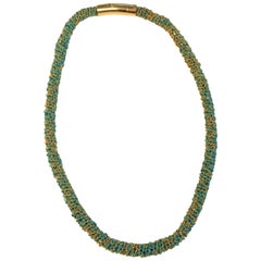 Carolina Bucci 18 Karat Gold and Turquoise Color Woven Necklace or Bracelet