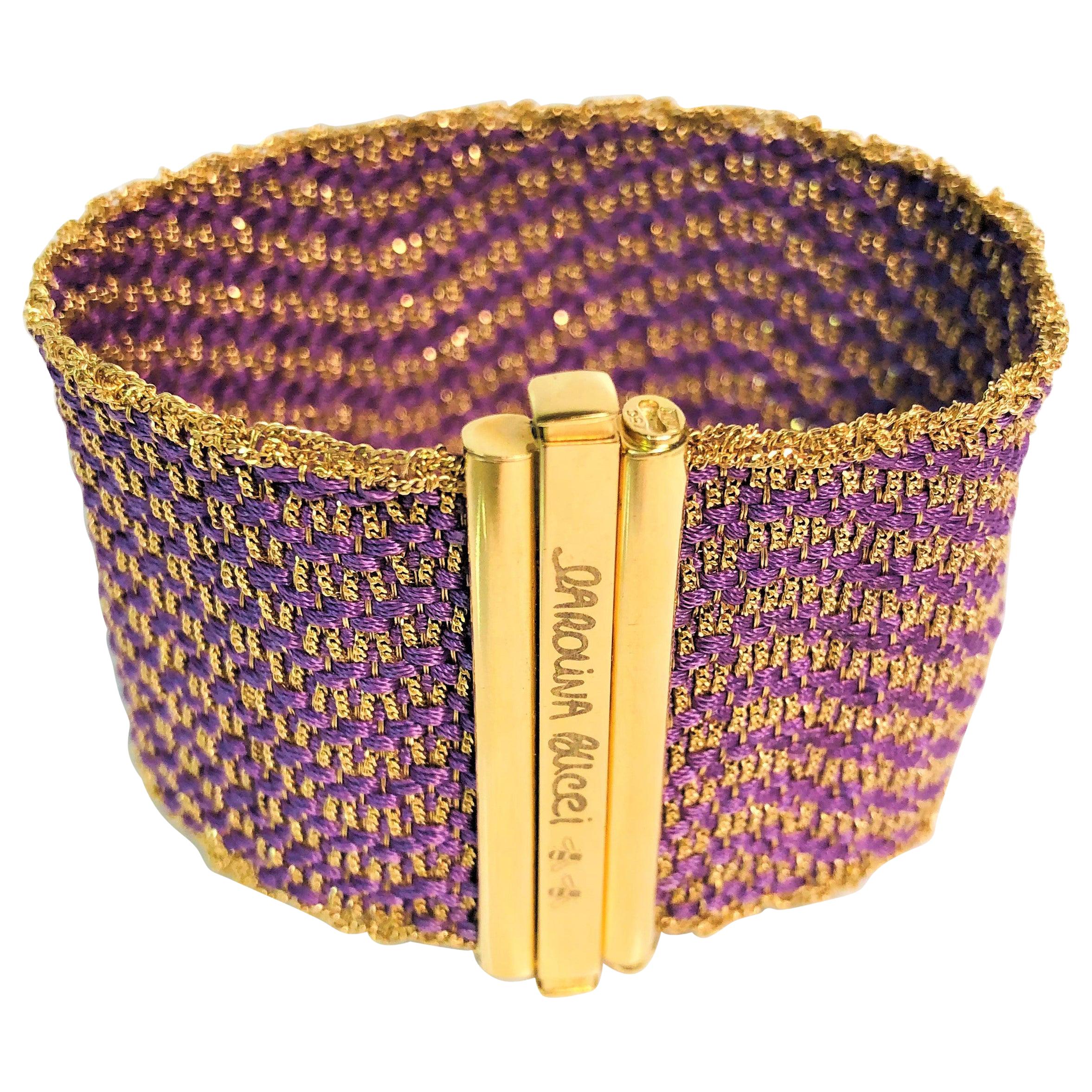 Carolina Bucci 18 Karat Purple Silk Woven Bracelet For Sale