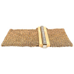 Carolina Bucci 18 Karat Yellow Gold Mesh Bracelet with Diamond Clasp