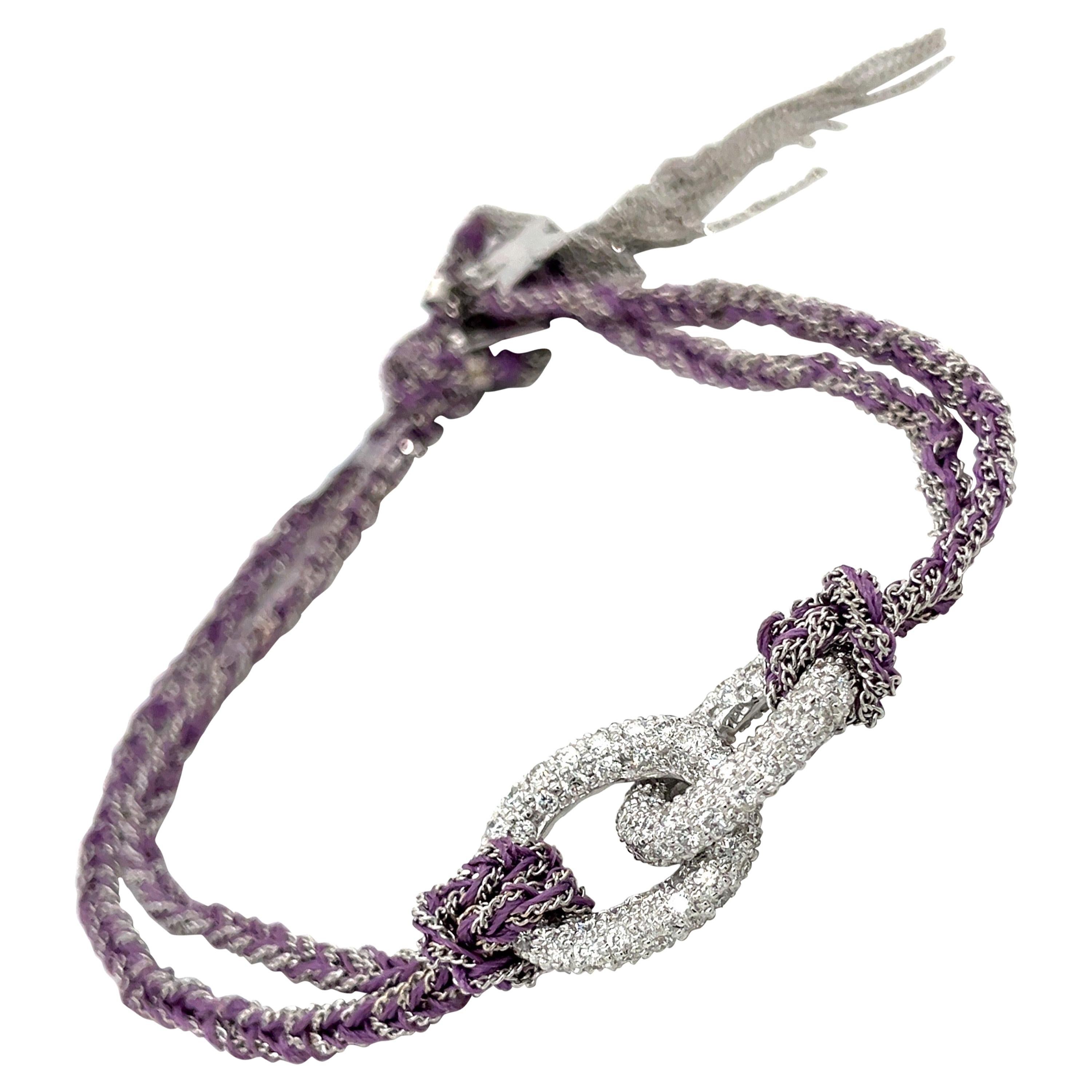 Carolina Bucci 18KT WG Diamond 2.71Ct. & Purple Silk Lucky Bracelet