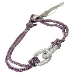 Carolina Bucci Bracelet Lucky en soie violette et diamants de 2,71 carats et 18 carats WG