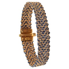 Carolina Bucci Blue Woven Thread Wrap Bracelet in 18 Karat Yellow Gold