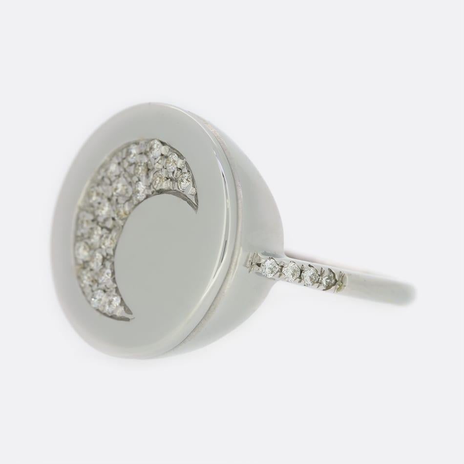 Round Cut Carolina Bucci Diamond Moon Ring For Sale