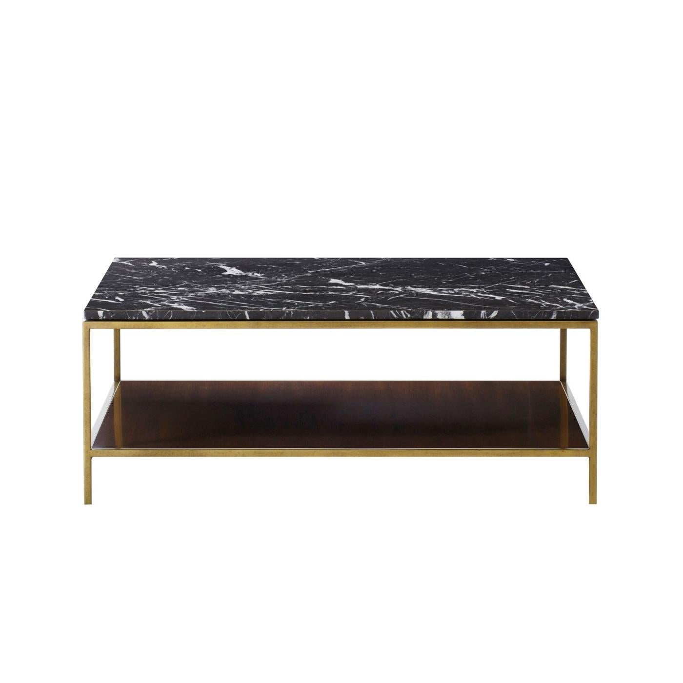 English Carolina Coffee Table with Black Marquina Marble Top For Sale